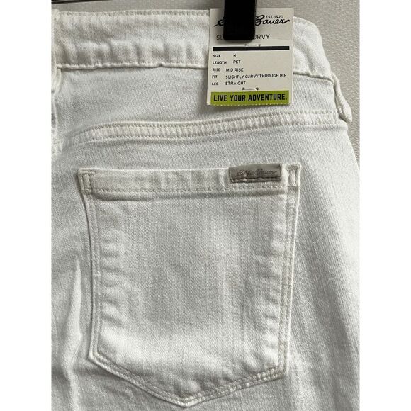 Eddie Bauer Womens Stretch Slightly Curvy Straight Leg Jeans Size 4 White NWT - Picture 7 of 13